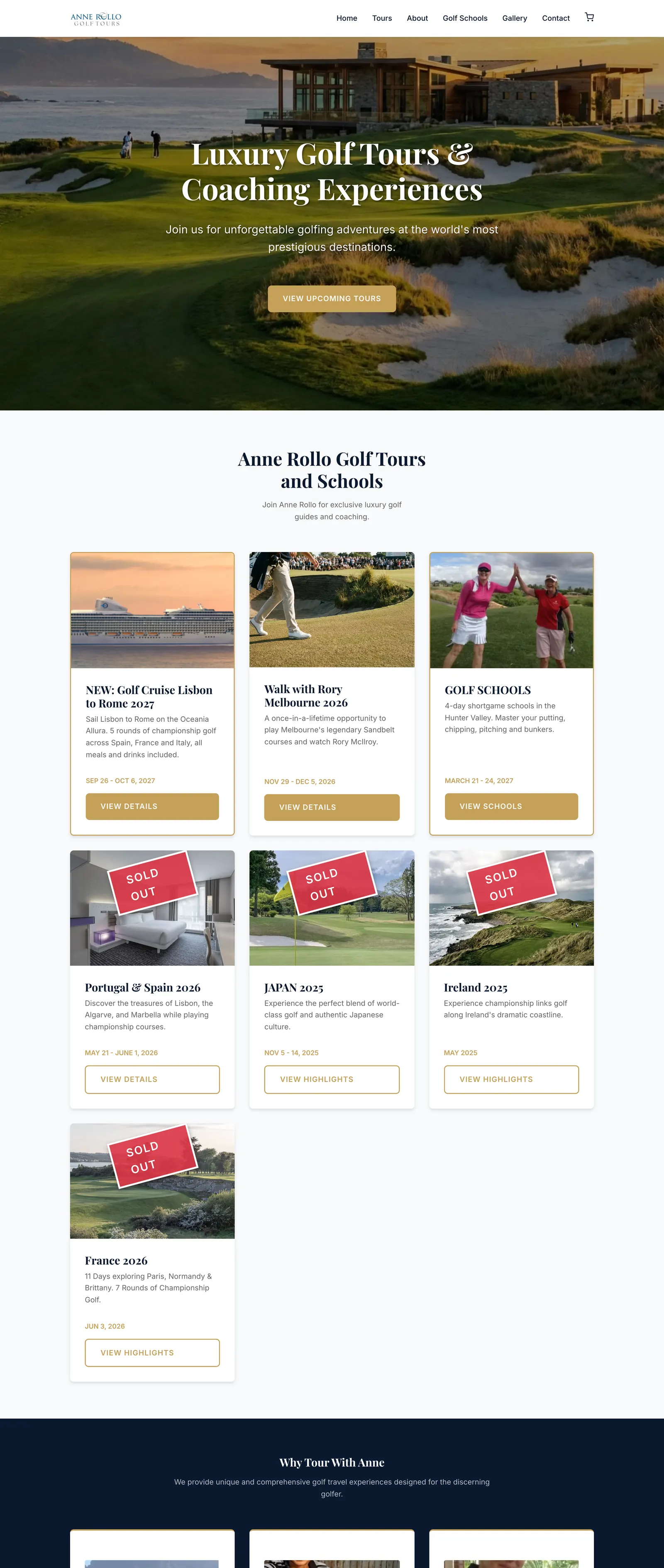 Anne Rollo Golf Tours with an oceanfront golf course and luxury clubhouse