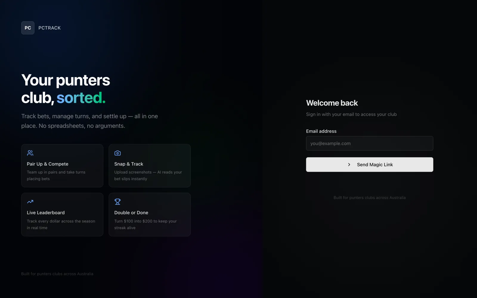 PCTrack: Your punters club, sorted