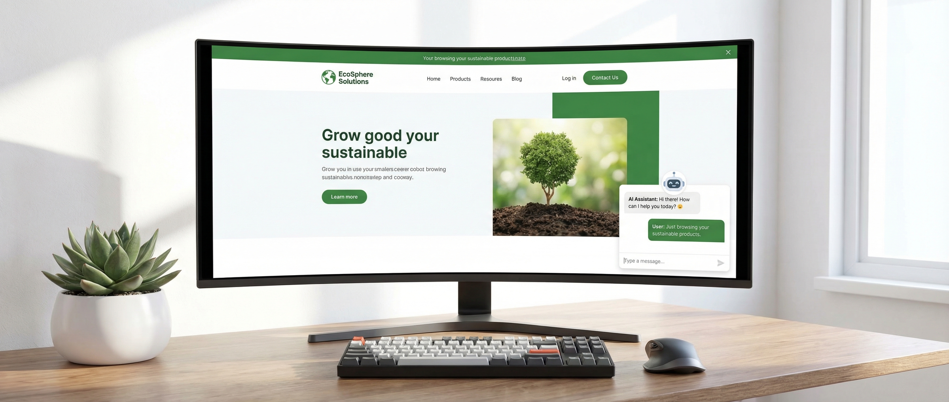 Live chatbot widget conversation on a modern business website, demonstrating customer engagement in real time