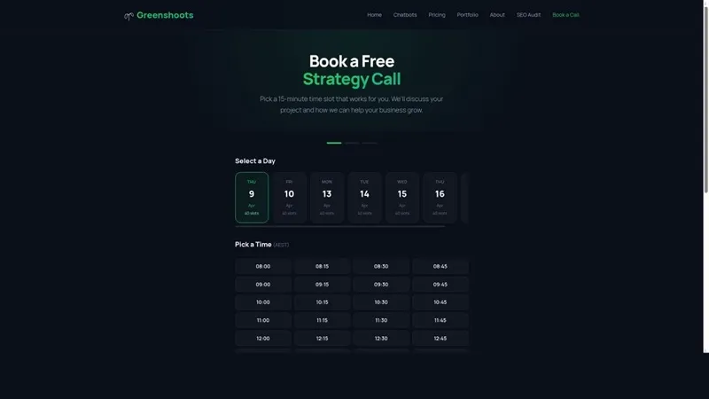 Greenshoots Booking System