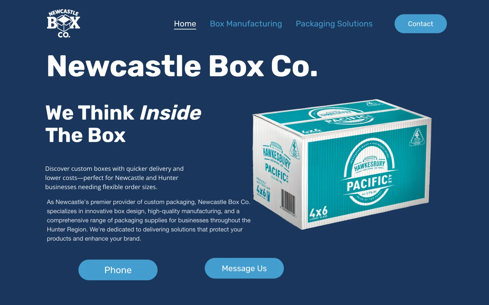 Newcastle Box Co. homepage: We think inside the box